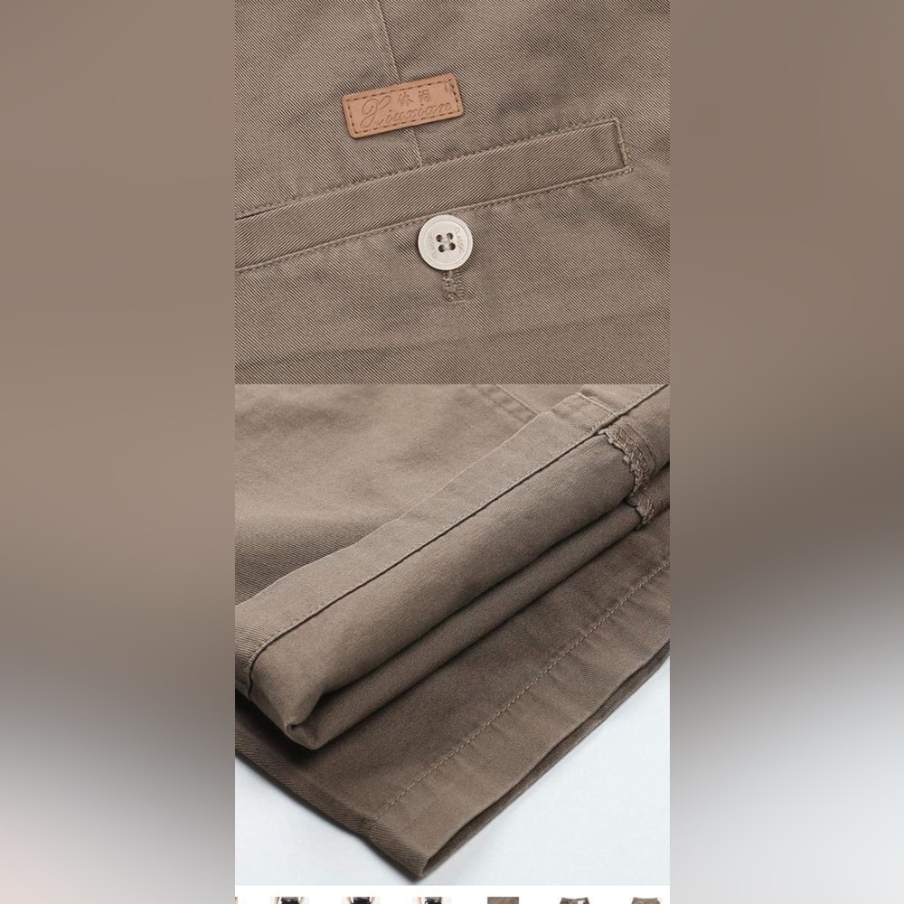 Men's Classic Fit Inseam Chino Oxford Shorts Pleated Flat Golf Shorts Black Navy - Picture 4 of 5